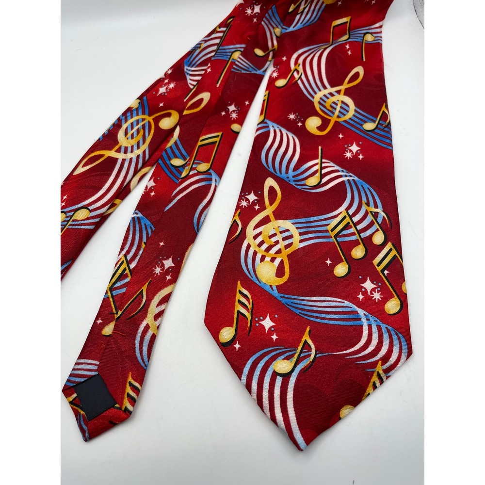 Steven Harris Red Musical Note Treble Clef Handmade Polyester Necktie